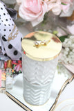 Côte Noire Herringbone Candle With Scarf - White - Lilly Flower Lid