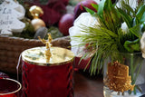 Côte Noire Christmas Red Herringbone Candle - With Deer Lid - Coconut Biscuit