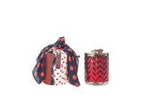 Côte Noire Herringbone Candle With Scarf Rose Oud - Red & Red Rose Lid