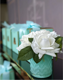 Cote Noire - HERRINGBONE FLOWER JADE - WHITE ROSES