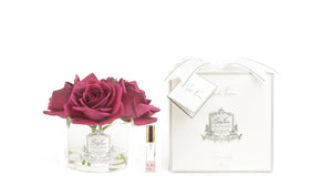 Côte Noire Perfumed Natural Touch 5 Roses - Carmine Red - Clear Glass