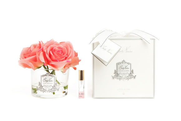 Côte Noire Perfumed Natural Touch 5 Roses - White Peach - Clear Glass